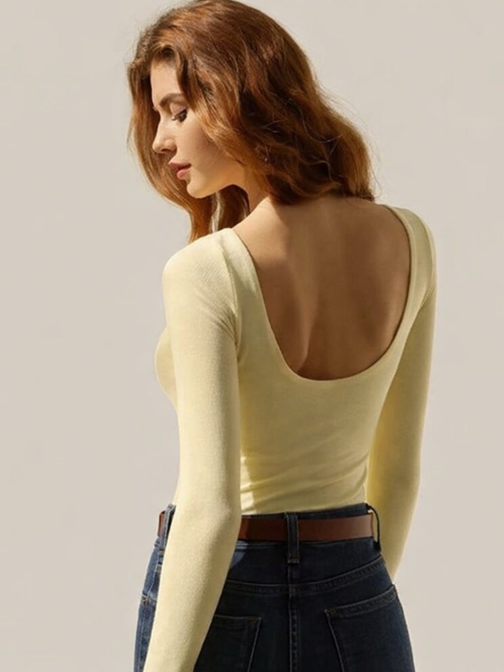 NWT OGL Women’s Long Sleeve Boatneck Built In Bra Long Sleeve Top Butter Yellow